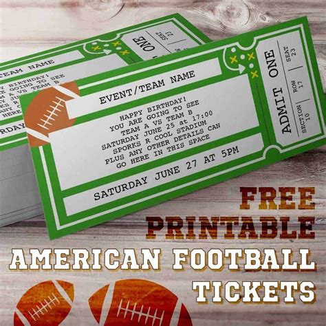 Printable Football Tickets